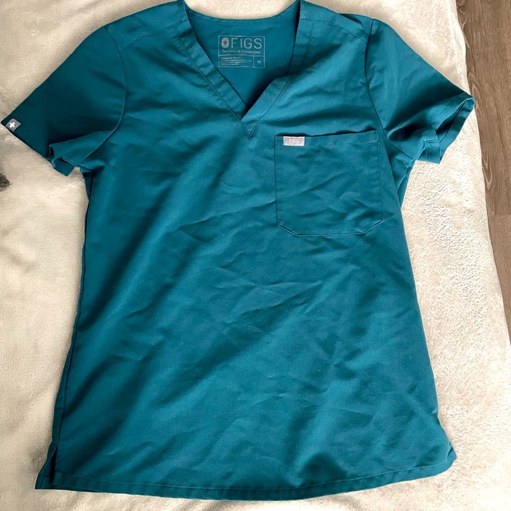Figs - Catarina Caribbean Blue Scrub Top - XS